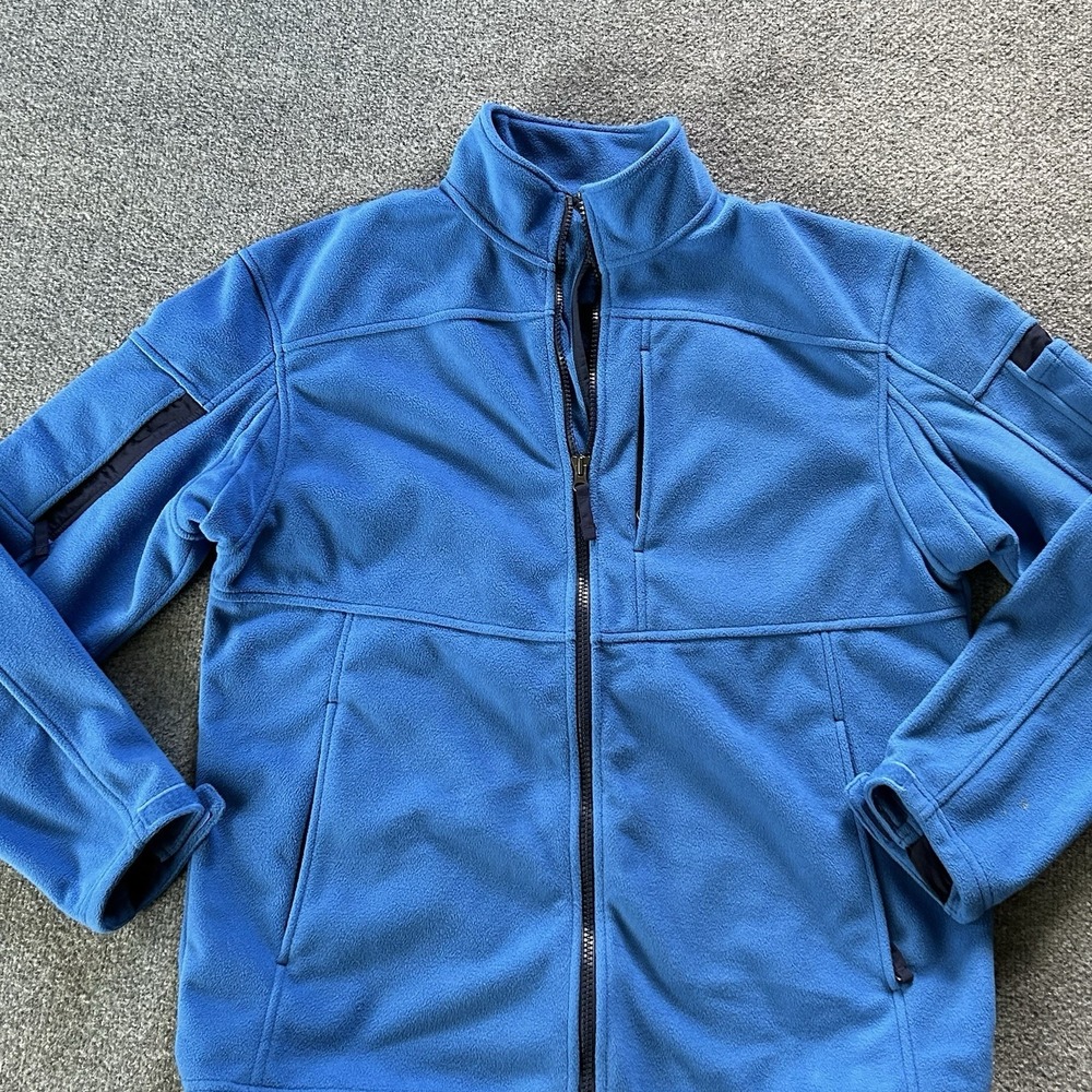 Duluth Trading Jacket Mens Large Tall Blue Shoremans Fleece Gridlock Full Zip - Picture 7 of 8